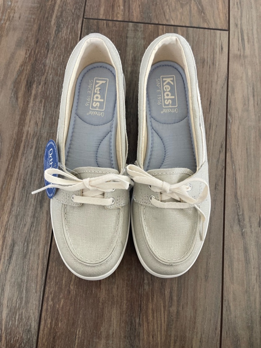 Keds Women's Glimmer Lurex Canvas boat shoes size US6.5 silver grey New with tag